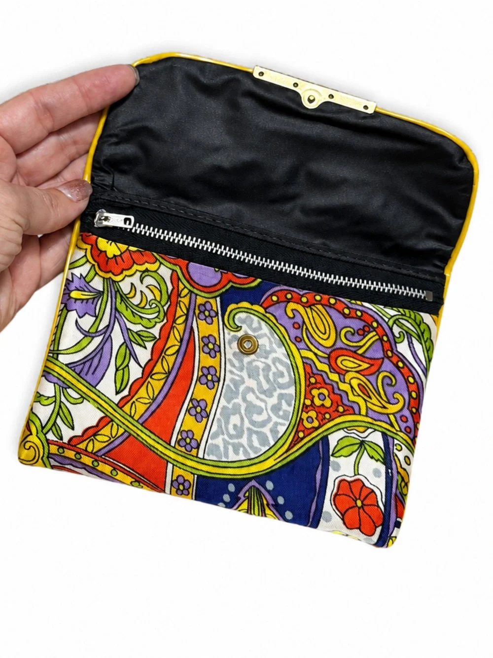 NWOT Paisley Retro Clutch Wallet Boho Floral Pouch - Picture 4 of 8